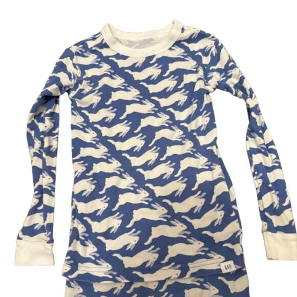 Baby Gap Organic Cotton Long Sleeve Pajama Set Blue‎ Bunny Print Size 5 Years - Picture 2 of 4